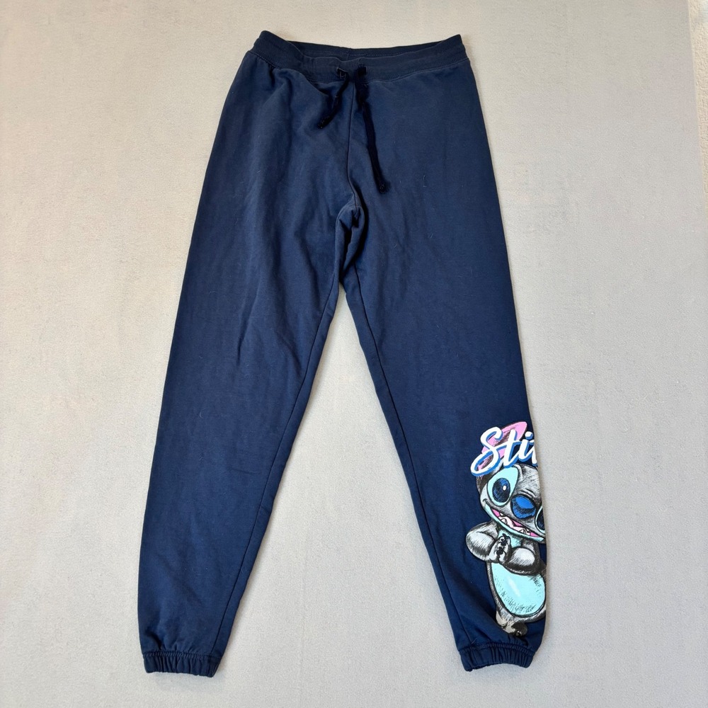 Disney Lilo & Stitch Navy Blue Graphic Joggers Sweatpants Junior/Women XL